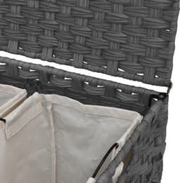 Wasmand – Wassorteerder – Wasbox – Opvouwbare Wasmand – Waszak – Met Wielen – Handgeweven Rattan – 66 x 35 x 60 cm — thumbnail 5