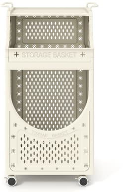 SureDeal® - Wasmand - Traps Waskar Opvouwbare - Vergrendelbare Wielen Mand - 40x30x78 cm - Beige — thumbnail 1