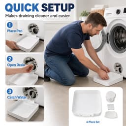 Lekbak wasmachine - set 12 stuks（3Waterbak + 3universele geleideschoep + 3moer + 3Samsung geleideschoep）- 17,8 ×17,8cm - Lekbak voor Wasmachine en Vaatwasser - Vloerbescherming tegen waterschade - universele - voor kelder, woning, camper — thumbnail 4