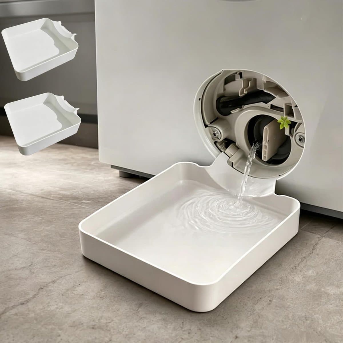 2× Lekbak wasmachine - 17,8 ×17,8cm - Lekbak voor Wasmachine en Vaatwasser - Opvangbak - universele wasmachine lekbak - Wasmachine opvangbak - afvoerbak - wateropvangbak voor kelder, woning, camper - wit — afbeelding 1