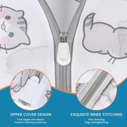 Wasnetjes met ritssluiting - Kattenprint - Diverse maten (60x50, 50x40, 40x30 cm) - Polyester waszakken met geurparelzak - Voor delicate kleding — thumbnail 4