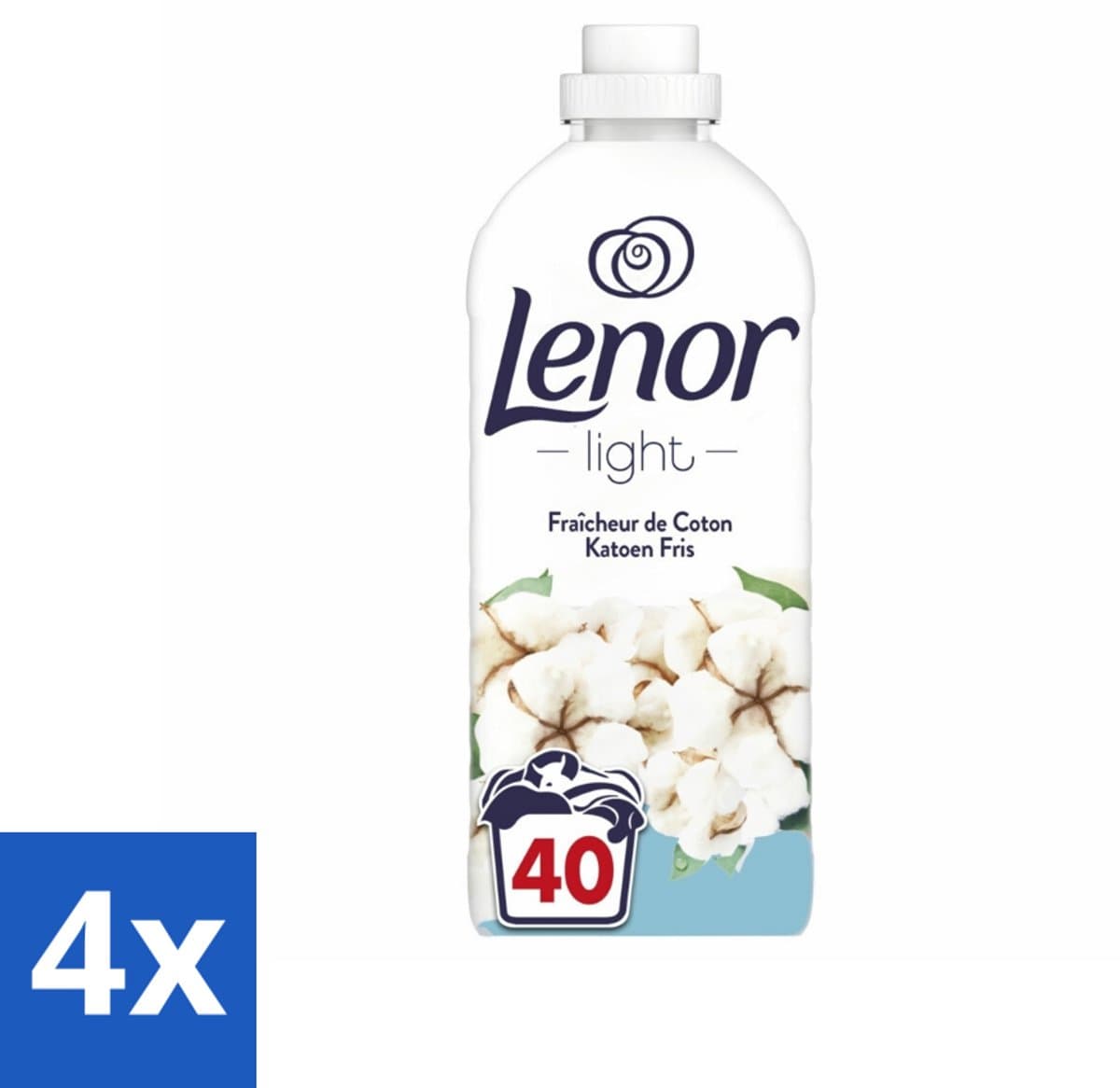 4 x Lenor Light - Wasverzachter - Katoen Fris - Fris & Zacht - 40 Wasbeurten - Wasverzachter Katoen - Lenor - Frisse Geur - Zachte Was - Wasmiddel — afbeelding 1