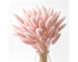 Gedroogde Bloemen, 45 cm, 60 Stuks, Gedroogde Natuurlijke Pampasgras, Planten, Pluizige Droogbloemen Geschikt voor Bruiloften in Bohemian-Stijl Verjaardagsfeestjes (Roze)