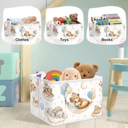 SnelShoppen - Vouwbare Baby Wasmand Dieren Thema - 36L Kinder Opbergmand voor Kleding, Speelgoed en Kamerdecoratie - Geschikt voor Jongens en Meisjes — thumbnail 4