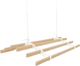 Kledingrek Plafond Katrol - Ivoor– 1.4m 6-lat plafond wasrek — thumbnail 3