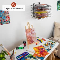 Klein hangend verfdroogrek - 8 planken - Canvas Art Storage - Schilderdroogrek met schroeven — thumbnail 2