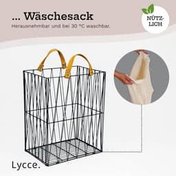 Wasmand Metaal - Opvouwbare Box - Kleding Opbergen - Uitneembare Inzet - 35x25x45.5 cm - Zwart — thumbnail 5