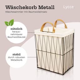 Wasmand Metaal - Opvouwbare Box - Kleding Opbergen - Uitneembare Inzet - 35x25x45.5 cm - Zwart — thumbnail 4