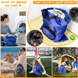 Vouwbare waterdichte waszakken voor reizen, 2 stuks, met trekkoord, ideaal voor vuile kleding, kamperen en op reis (53 x 52 cm) — thumbnail 4