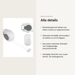 Dailygoods- Kledingdrooglijn 13m - Wandgemonteerd - Intrekbaar - Dubbele Lijn - Ruimtebesparend - Geschikt voor Binnen/Buiten - Waslijn — thumbnail 5
