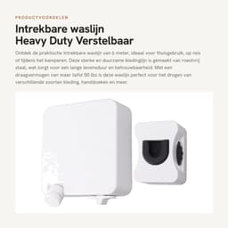Dailygoods- Waslijn Uittrekbaar 6M - Wanddroogrek - Verstelbaar - Roestvrij Staal - Draagbaar - Heavy Duty 50 Lbs Capaciteit - Kledinglijn — thumbnail 4