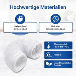 Afvoerslang - Droger slang - Ventilatie - Temperatuurbestendig - 1 meter - Wit — thumbnail 2