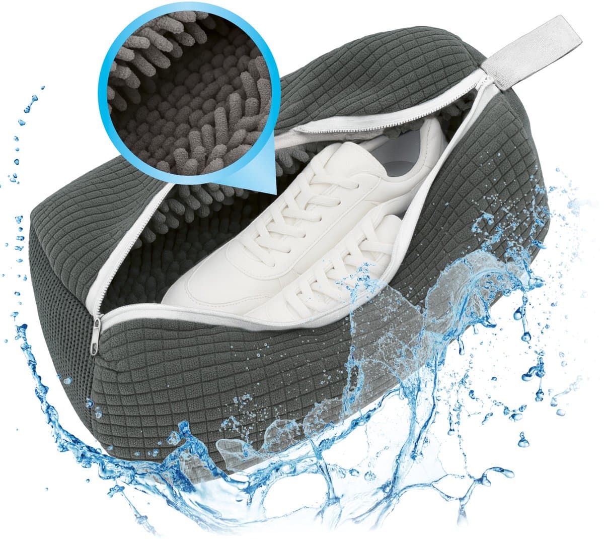 CLEANmaxx Schoenenwaszak, gevoerd wasnet voor schoenen, waszak, wasmachine, fijnmazig met ritssluiting, herbruikbaar, ideaal voor sneakers, sportschoenen, kinderschoenen en nog veel meer — afbeelding 1