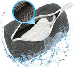CLEANmaxx Schoenenwaszak, gevoerd wasnet voor schoenen, waszak, wasmachine, fijnmazig met ritssluiting, herbruikbaar, ideaal voor sneakers, sportschoenen, kinderschoenen en nog veel meer — thumbnail 1