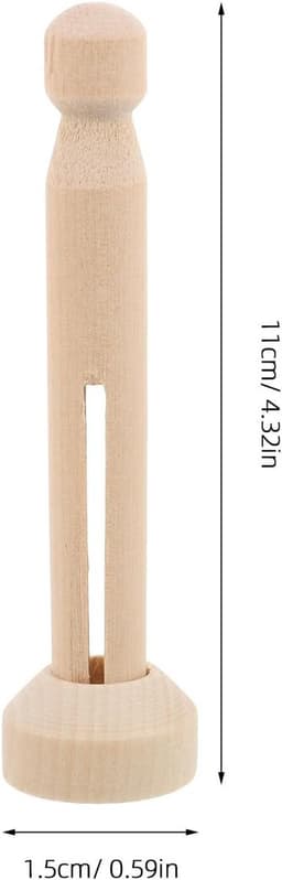 Houten poppenknijpers - Knutselknijpers - Creatief hobbyen - Gladde afwerking - 11 cm lengte - Natuurlijk hout — thumbnail 5