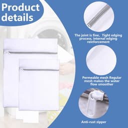 Dailygoods- Waszak Set van 8 Stuks - Witte Waszakken 30x20 cm / 30x40 cm - Herbruikbare Beschermende Waszakken - Ideaal voor Lingerie/Sokken - Sterk Polyester Net - Wasnet — thumbnail 3
