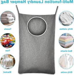 Set van 2 Waszakken voor Achter de Deur, 92 x 57 cm, Ruime Hangende Wasmand, Opbergtas met Rits, Ruimtebesparend voor Slaapkamer en Badkamer — thumbnail 3