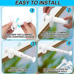 Dailygoods- Reisdroogrek Draagbaar - Uitschuifbare Stang - Kledinghanger - Lichtgewicht - PP Materiaal - 30 x 8,5 cm — thumbnail 2