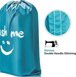 2 Stuks - Grote Waszakken - 70 x 45 cm - Opvouwbare Reiswaszak - Met Trekkoord - Opbergzak voor Vuile Wasgoed - Polyester - Praktische Opbergzak voor Vuile Wasgoed - Geschikt voor Reis, Slaapzalen en Thuis - Blauw, Grijs — thumbnail 4