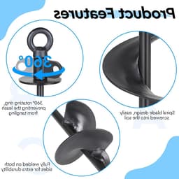 Robuuste 38 cm Zwarte Hondenspringconnector met 360° Draaibare Ring, Geschikt voor Honden Boven 100 kg, Inclusief Reinigingsborstel en Grondanker — thumbnail 5