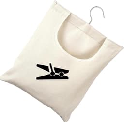 Hanging Hooks Peg Basket voor Kledingknijpers - Herbruikbare en Wasbare Opbergzak voor Binnen en Buiten, 32x28cm (Wit) — thumbnail 1