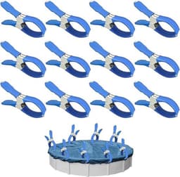 12 Stuks Zeilklemmen - Grote Roestvrijstalen Wasknijpers - Clips Voor Zwembadafdekkingen - Gordijnclips - Dekzeil Klemmen - Kledingclips Van Metaal - Geschikt Voor Het Drogen Van Dekbedden, Sokken, Kleding En Zwembadafdekkingen - Blauw — thumbnail 1