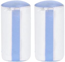 Dailygoods- Schoenwaszak met rits - 2 stuks - Wit/Blauw - Herbruikbaar - Polyester - Zachte vezels voor reiniging - Schoenentas — thumbnail 2