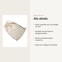 Dailygoods- Waszak Dikke Canvas Katoenen Tas - Opbergtas voor Wasgoed - Huishoudelijke Waszak - Trekkoordsluiting - 22 * 28 cm - Biologisch Materiaal — thumbnail 4