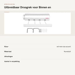 Dailygoods- Droogrek Ruimtebesparend - Intrekbare Waslijn - Uitschuifbaar tot 3,2 m - 4/5 Draad - Voor Binnen/Buiten - Max. 8 kg belastbaar — thumbnail 5