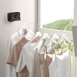 Intrekbare Waslijn - Kledinglijn Roestvrijstaal - Kleding Drogen - Anti-Verzakking Ontwerp - 5.1 Meter - Zwart — thumbnail 4
