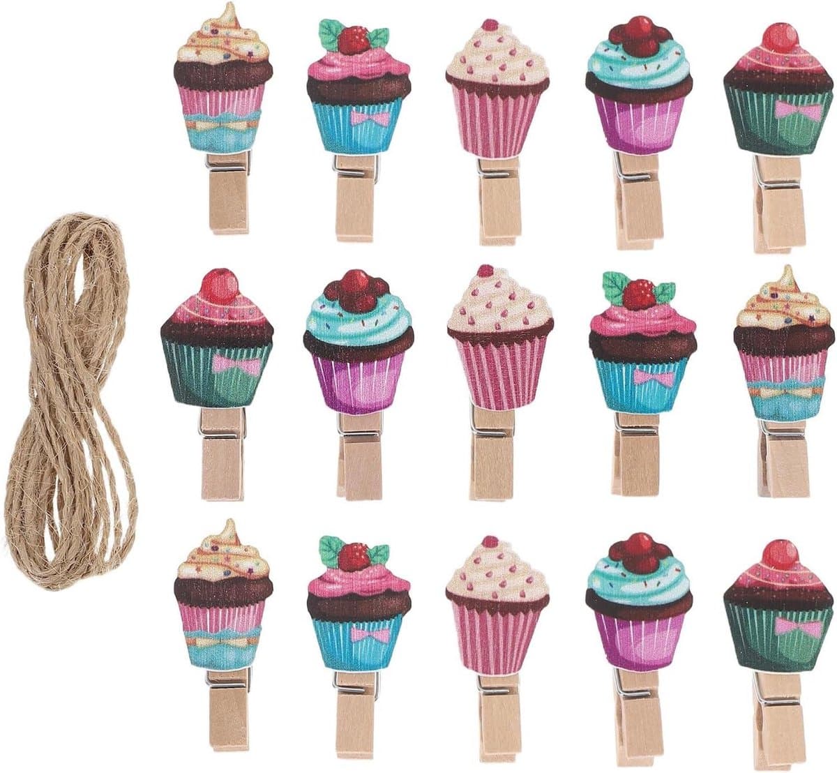 Houten Wasknijpers - Mini Clips - Decoratief Knutselen - IJsjespatroon Ontwerp - 100 Stuks - Diverse Kleuren — afbeelding 1