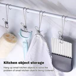 Lange staartklemmen - Wasknijpers met haak - Kleding ophangen - Roestvrij staal ontwerp - 10 stuks - Zilver — thumbnail 3
