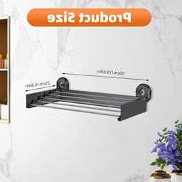 Verstelbaar Wanddroogrek zonder Boren met Zuignappen, RVS, Vouwbaar, Voor Binnengebruik, 25 kg Draagvermogen, Ideaal voor Kleding en Handdoeken — thumbnail 5