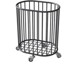 Wasmand - Kledingmand Opberger - Ruimte Organiseren - Met Wielen - 40x28x47cm - Zwart