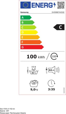 Samsung DV90BB7445GES3 wasdroger Vrijstaand Voorbelading 9 kg Wit — thumbnail 2