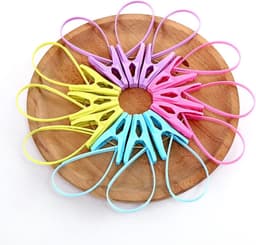 Wasknijpers Haken - Waslijn Clips - Draadloos Ophangen - Winddicht Ontwerp - 12 Stuks - Meerkleurig — thumbnail 3