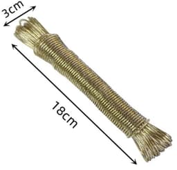 2 stuks - waslijn - Verdikte stalen draad - Waslijn voor het drogen van kleding en beddengoed - 2 mm * 20 m - Goudgeel - Hoog draagvermogen - Draagbaar - Geschikt voor thuis, in de tuin, op het balkon, op de camping — thumbnail 5