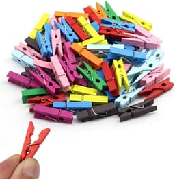 Houten Was Knijpers - Kleurrijke Clips - Knutselen en Decoratie - Met Jute Touw - 50 Stuks - Gemengde Kleuren — thumbnail 3