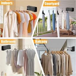 Intrekbare Waslijn - Wand Waslijn - Kleding Drogen - Dubbele RVS Lijn - 52 Meter - Zwart — thumbnail 5