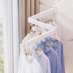 Wanddroogrek met 3 vouwarmen en 18 haken - 120 cm, wit — thumbnail 3
