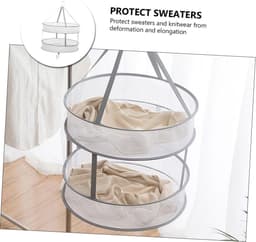 Hangend droogrek voor truien - opvouwbaar mesh-droogrek voor kleding - plat droogrek met twee lagen - geschikt voor poppen en truien - voor binnen- en buitenwas - 61×61×12cm - grijs — thumbnail 4