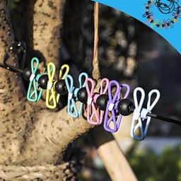 Draagbare Waslijn voor Kamperen met 12 Klemmen, Verstelbare Buitenkledinglijn van 180 tot 300 cm, Ideaal voor Vakantie, Tuin en Balkon — thumbnail 4