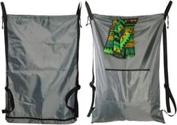 Praktische waszak voor onderweg, vuilniszak voor kleding, hangend aan de deur, schoudertas, grijs — thumbnail 1