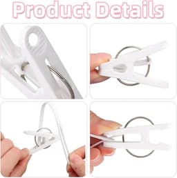 Kledingknijpers - Multi-Functionele Was haken met Touw - 90 Stuks Witte Kledingknijpers — thumbnail 5
