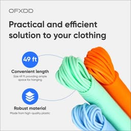 Waslijn Touwen - Kleding Lijnen - Buiten Droge Kleding - Weerbestendig Plastic - 3 Stuks 45 Voet - Meerkleurig — thumbnail 5
