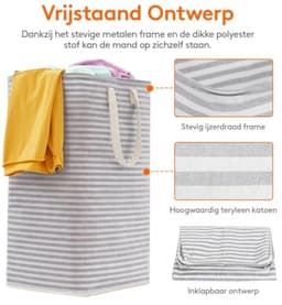Opvouwbare wasmand 80 liter, set van 2, ruim en stevig met handige draaghandvatten — thumbnail 5