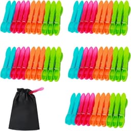 Set van 60 Sterke Kledingknijpers zonder Print met Stabiele Buitenring - Antislip Kledingknijpers voor Waslijn of Droogrek, Ideaal voor Binnen en Buiten — thumbnail 1