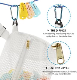 Wasknijper Tas - Kledinghanger Organizer - Kleding Laten Drogen - Ademende Stof - Grote Opening - Grijs — thumbnail 4