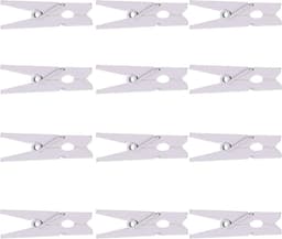 Kleine houten pinnen - Mini knijpers - Foto's ophangen - Rustieke uitstraling - 50 stuks - Wit — thumbnail 1