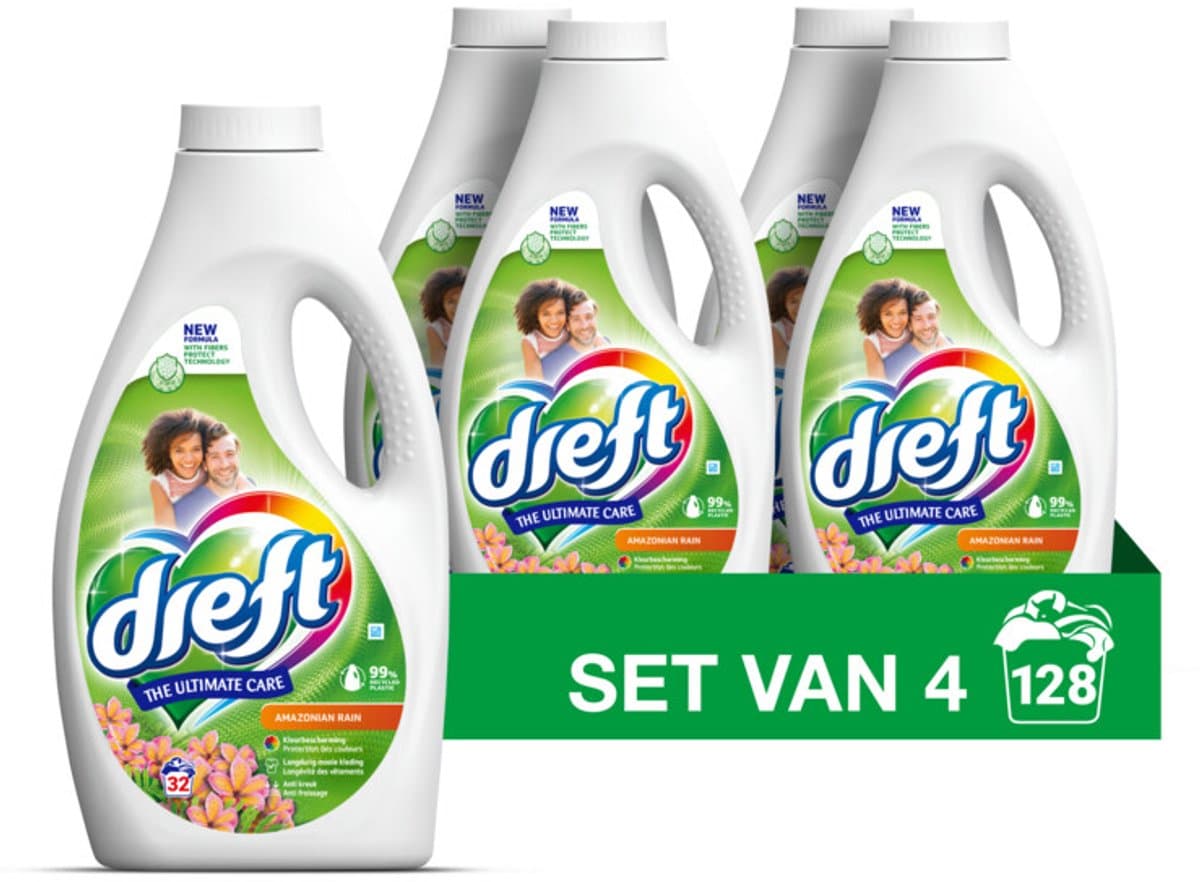 Dreft Vloeibaar Wasmiddel Amazone Regen 4 x 32 Wasbeurten 1,6 liter — afbeelding 1